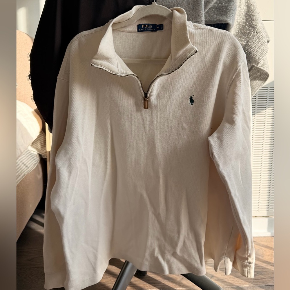 Polo Ralph Lauren Men’s Quarter-Zip Pullover – Cream (XL)